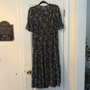 Tommy Hilfiger Black/Green Floral Maxi Dress